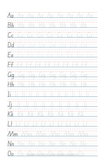 Alphabet A–Z Basic print (slanted) worksheet thumbnail