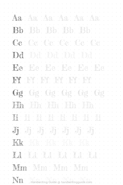 A–z alphabet in sketched serif worksheet thumbnail