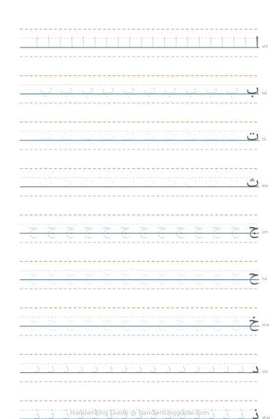 Arabic alphabet with tracing worksheet thumbnail