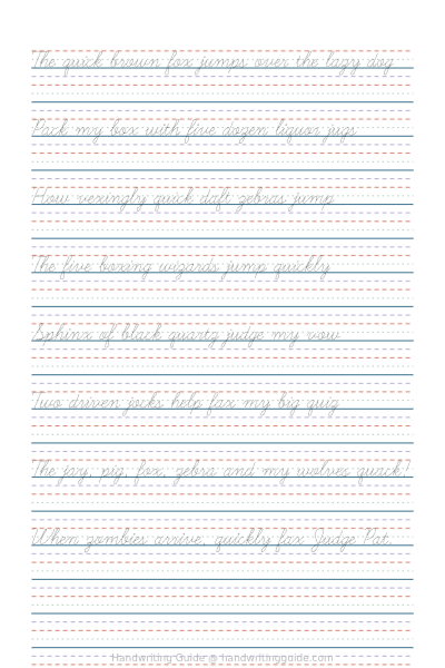 Basic cursive - Pangrams worksheet thumbnail