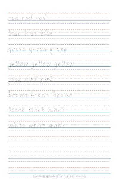 First words: colours worksheet thumbnail