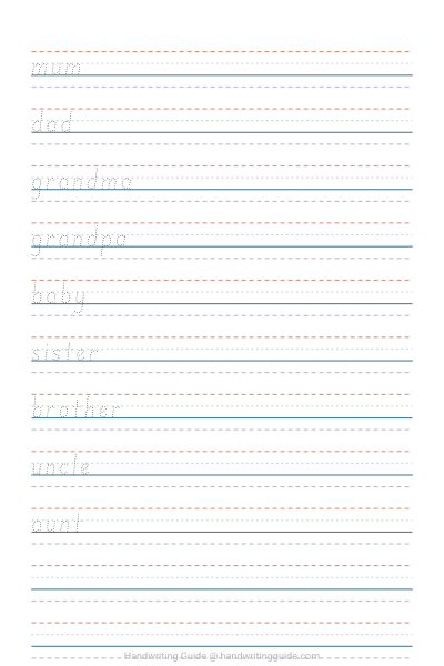 First words: family worksheet thumbnail