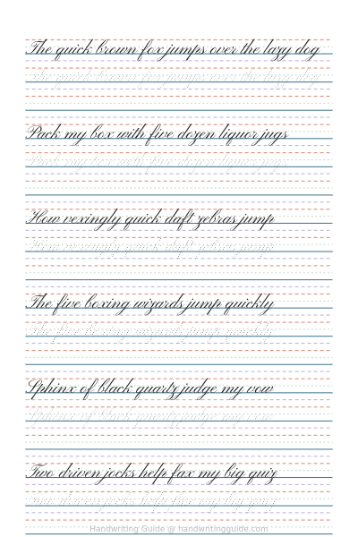 Pangrams with formal script worksheet thumbnail
