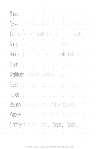 Journal headers in tall skeleton caps worksheet thumbnail
