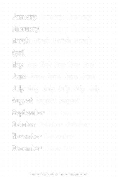 Months in outline letters worksheet thumbnail