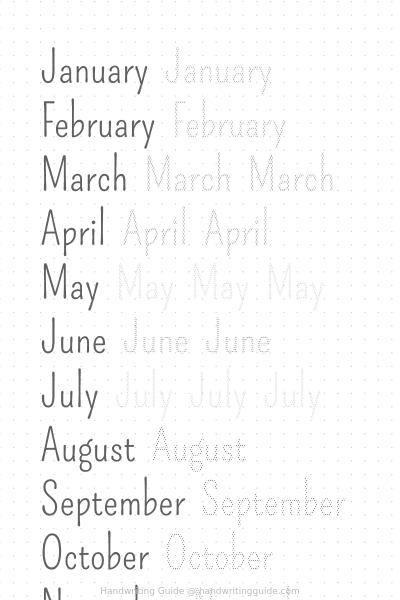 Months in slim vintage caps worksheet thumbnail