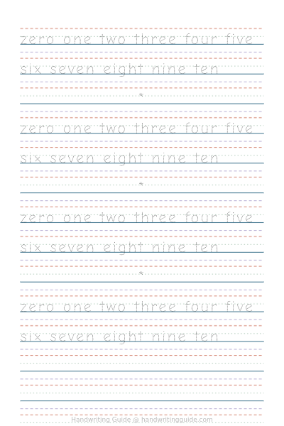 Number words zero to ten worksheet thumbnail