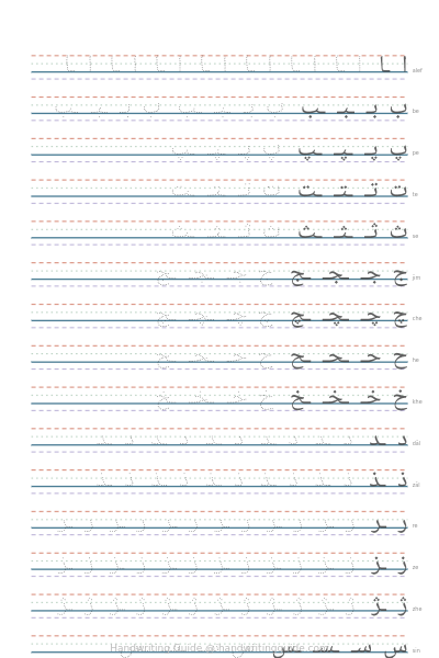 Persian letter forms: isolated to final worksheet thumbnail