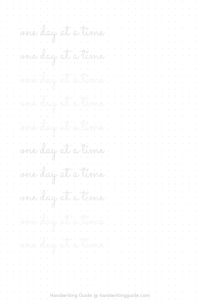 Phrase: One day at a time worksheet thumbnail