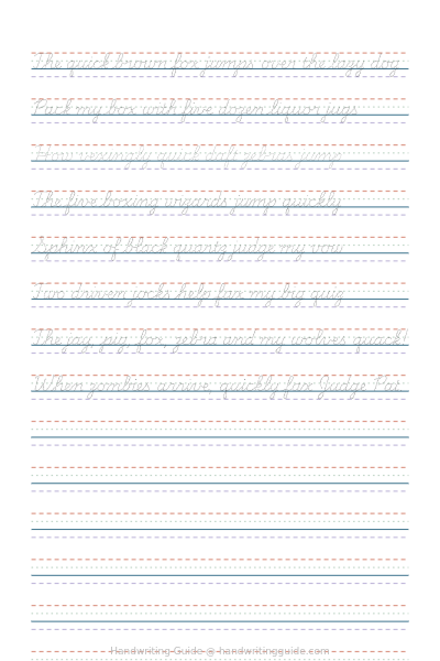 Pangram practice - Playwrite (cursive) worksheet thumbnail