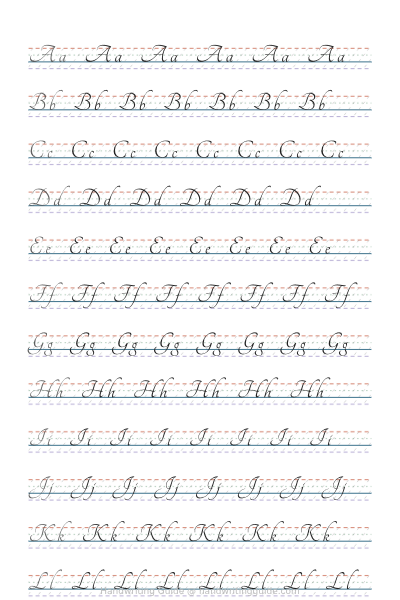 Copperplate alphabet – Tangerine worksheet thumbnail