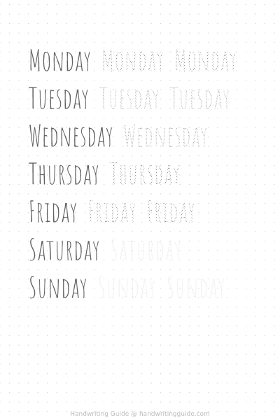 Weekdays in condensed marker caps worksheet thumbnail