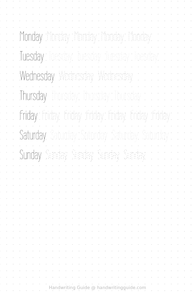 Weekdays in tall skeleton caps worksheet thumbnail